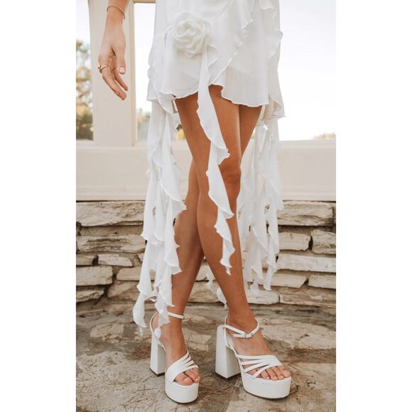 SHOW ME YOUR MUMU Ramona White Ruffle Mini Dress Size Large - Picture 13 of 13